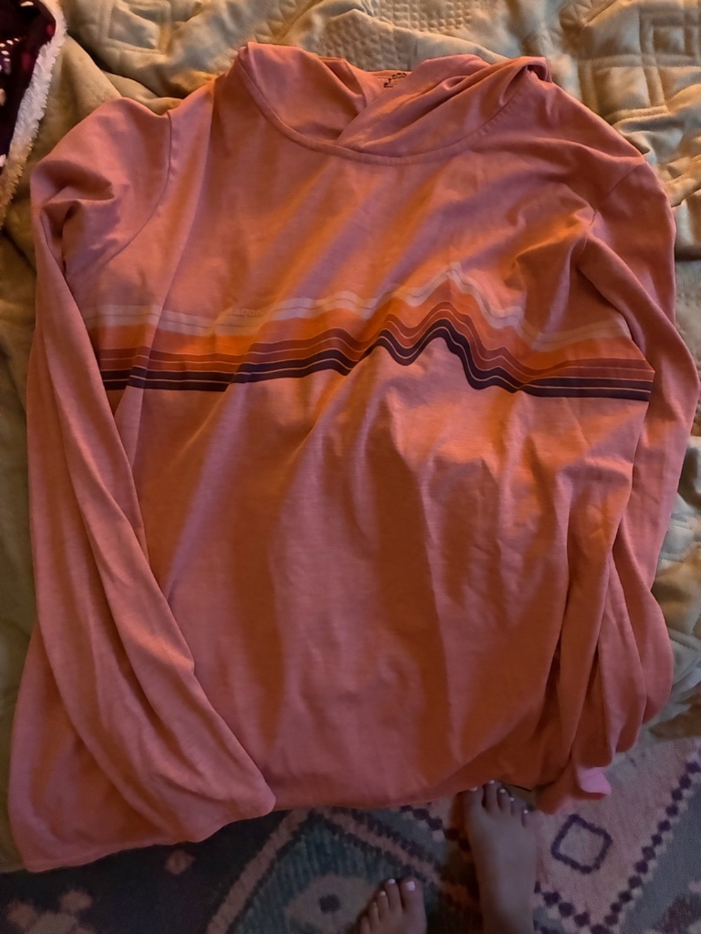 Patagonia Pink Long-Sleeve Top with Multicolor Stripe